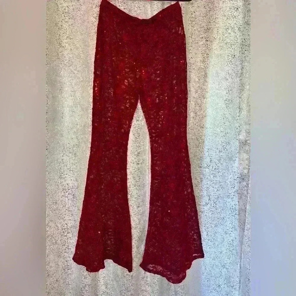 Never worn sheer lace and sequined bell bottoms - Picture 1 of 2